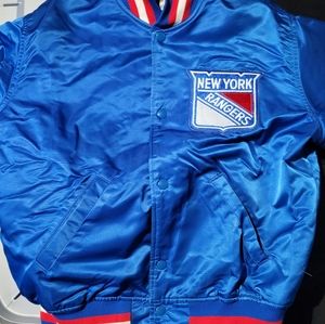 NY Rangers NHL Starter Satin Bomber Jacket 80s Made In USA Vintage